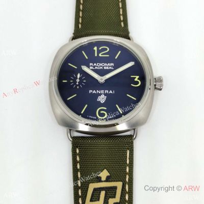 Copy Panerai Radiomir Black Seal PAM 754 Watch Green Braided Strap